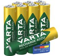 VARTA Piles AAA, rechargeables, lot de 8, Recharge Accu Solar, 550 mAh Ni-MH, prêtes à l'emploi, développées pour les lampes solaires de jardin