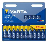 Varta Piles AA Longlife Power alcalines 1,5V – lot de 20 – emballage 90% recyclé