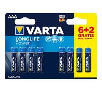 VARTA-Piles alcalines AAA/LR03 Varta Longlife power - Le lot de 6+2