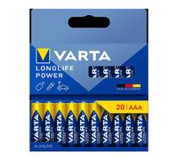 VARTA Piles AAA, lot de 20, Longlife Power, Alcalines, 1,5V, emballage recyclé à 90%, adaptées aux jouets, souris sans fil, lampes de poche, Made in Germany