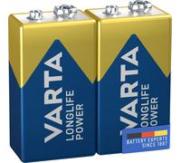 VARTA Piles Bloc 9V, lot de 2, Longlife Power, Alcalines, pour détecteurs de fum