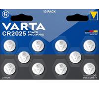 VARTA Piles Bouton CR2025, lot de 10, Lithium Coin, 3V, emballage sécurisé pour les enfants, pour petits appareils électroniques - montres, clés de voiture, télécommandes