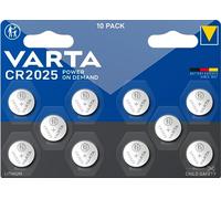 VARTA Piles Bouton CR2025, lot de 10, Power on Demand, Lithium, 3V, emballage sécurisé pour les enfants, pour appareils Smart Home, clés de voitures [Exclusif sur Amazon]