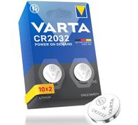 VARTA Piles Bouton CR2032, Lot de 20, Power on Demand, Lithium, 3 V | emballage scellé de sécurité, pour appareils smart home e voiture, télécommande, balance ou thermomètre
