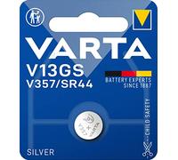 VARTA Piles Bouton V13GS/V357/SR44 oxyde d'argent, lot de 1, Silver Coin, 1,55V, emballage sécurisé pour les enfants, pour montres, clés de voiture, télécommandes, Made in Germany