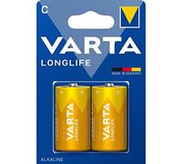 VARTA Piles C Baby, lot de 2, Longlife, Alcalines, 1,5V, adaptées aux télécommandes, réveils, radios, horloges murales, Made in Germany