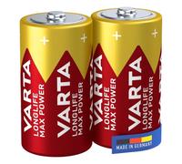 VARTA Piles C Baby, lot de 2, Longlife Max Power, Alcalines, 1,5V, adaptées aux appareils photo numériques, contrôleurs, tensiomètres, Made in Germany