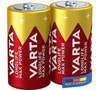 VARTA Piles C Baby, lot de 2, Longlife Max Power, Alcalines, 1,5V, adaptées aux appareils photo numériques, contrôleurs, tensiomètres, Made in Germany
