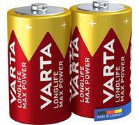 VARTA Piles D Mono, lot de 2, Longlife Max Power, Alcalines, 1,5V, adaptées aux appareils photo numériques, contrôleurs, tensiomètres, Made in Germany