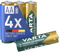 VARTA Piles rechargeables AA, lot de 4, Power on Demand recharge accu, 2100 mAh Ni-MH, sans effet mémoire, préchargées, prêtes à l'emploi