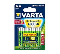 VARTA Piles rechargeables AA, lot de 4, Recharge Accu Power, 2400 mAh Ni-MH, sans effet mémoire, préchargées, prêtes à l'emploi