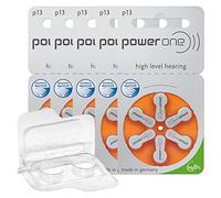 Varta Power One 13 Lot de 30 piles pour appareils auditifs PR48 Orange 24606 + boîte de rangement pour 2 piles auditives (10, 13, 312, 675) Boîte à piles pour 2 piles bouton jusqu'à 12 mm x 6 mm (Ø x
