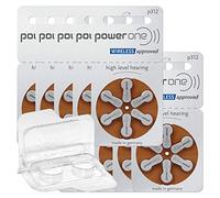 Varta Power One Lot de 60 piles pour appareils auditifs 10 x 6 blister PR41 marron 24607 + boîte de rangement pour 2 piles auditives (10, 13, 312, 675)