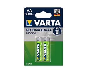 Varta Rechargeable AA NiMH 1.2V 1600mAh, 2 pièces, 14.5mm Ø x 50.5mm, Blister - Batterie Varta T399B, Ref: 58399-201-402