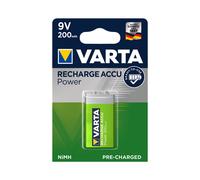Varta Rechargeable NiMH 9V 200mAh - Batterie unique 8.4V - Type 56722/1 - 15.7mm - Poids 36g - Conditionnement Blister