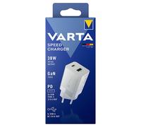 Varta Chargeur USB Speed Charger 38 W – GaN, 1 port USB-C 20W (PD) + 1 port USB-A 18W, blanc