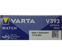 Varta V393/Sr48 Sr 48 W / V 393 Varta 1Bl Lot de 10 piles bouton Argenté