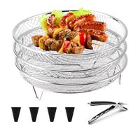 Vartegas Airfryer Accessoires de grille de cuisson Paniers en acier inoxydable empilables pour friteuse à air Grille multi-usage pour AF300EU AF400EU Compatible avec système double basket (A)