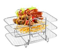 Vartegas Airfryer Accessoires de grille de cuisson Paniers en acier inoxydable empilables pour friteuse à air Grille multi-usage pour AF300EU AF400EU Compatible avec système double basket (B)