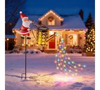 Vartegas Guirlande lumineuse solaire d'extérieur - Lampes solaires LED pour l'extérieur - Père Noël - Lanterne solaire - Décoration de jardin - Éclairage de Noël pour le jardin (C)