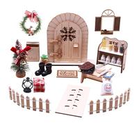 Vartegas Kit complet d'accessoires de porte de lutin de Noël avec porte d'elfe, porte de fée, porte de lutin miniature avec boîte aux lettres pour chambre d'enfant, décoration de Noël
