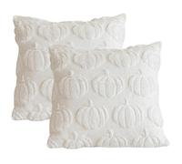 Vartegas Lot de 2 housses de coussin en peluche de citrouille - 45 x 45 cm - Décoration d'automne avec peluches courtes - Décoration d'automne - Décoration d'intérieur - Citrouille - Pour salon