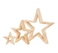 Vartegas Lot de 3 étoiles de Noël en bois naturel - Grandes petites étoiles en bois - Pour l'intérieur, le salon, la chambre à coucher, les fêtes