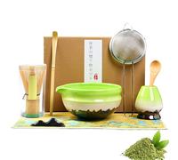 Vartegas Lot de 8 accessoires pour matcha avec bol à matcha à bouche pointue, shovel, cuillère à café, porte-balais, fouet en bambou, passoire, porte-cuillère, torchon, idéal pour les amateurs de thé