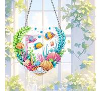 Vartegas Peinture diamant double face pour fenêtre - Décoration mer 5D - Peinture diamant - Pour adultes et enfants - Pendentif de porte, fenêtre, mur, entrée - (C)