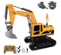 Vartegas Pelleteuse télécommandée - Jouet pour enfants à partir de 3 ans avec 2,4 GHz, lumière et son - Voiture jouet RC pour garçons à partir de 4 à 6 ans - Convient pour le train Duplo & Carrera