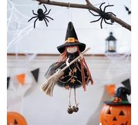 Vartegas Pendentif de sorcière décorative d'Halloween - Petite sorcière avec balai - Décoration d'Halloween avec crochet - Décoration d'intérieur et d'extérieur - Pour décoration de fête d'Halloween