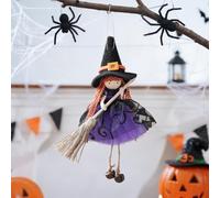 Vartegas Pendentif de sorcière décorative d'Halloween - Petite sorcière avec balai - Décoration d'Halloween avec crochet - Décoration d'intérieur et d'extérieur - Pour décoration de fête d'Halloween