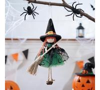 Vartegas Pendentif de sorcière décorative d'Halloween - Petite sorcière avec balai - Décoration d'Halloween avec crochet - Décoration d'intérieur et d'extérieur - Pour décoration de fête d'Halloween