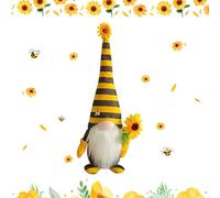 Vartegas Poupée décorative en forme de lutin de tournesol, mignonne pour l'été avec long chapeau, figurines de nain debout pour la maison, la ferme, la cuisine, la fête (homme)