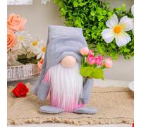 Vartegas Poupée naine sans visage faite à la main avec bouquet de tulipes cadeau de printemps pour maman anniversaire de mariage fête des mères décoration de table salon fête de jardin (B)