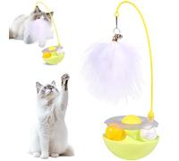 Vartegas Tumbler Jouet interactif pour chat avec plumes, jouet interactif pour chat d'intérieur, avec cloche et boule à la menthe (jaune)