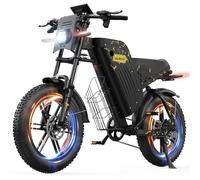 VARUN Velo Electrique, 20 * 4.0" Vélo Électrique Homme avec Batterie 48V 31.5Ah/20.8Ah, Jusqu'à 160-180 KM, 250W 85Nm Moteur, Fat Bike Electrique avec Clignotants, 7 Gang VTT Électrique pour Adulte