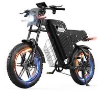 VARUN Velo Electrique, 20 * 4.0" Vélo Électrique Homme avec Batterie 48V 31.5Ah/20.8Ah, Jusqu'à 160-180 KM, 250W 85Nm Moteur, Fat Bike Electrique avec Clignotants, 7 Gang VTT Électrique pour Adulte