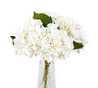 VaryFloral 4pcs Hortensia Artificielle Fleurs Artificielles Hortensia Artificiel Blanc avec des Tiges Bouquets de Mariée de Mariage Décoration de Fête de Bureau à Domicile Centres de Table