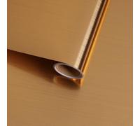 VaryFloral Papier peint autocollant en plastique métallique et acier inoxydable pour armoires de cuisine, réfrigérateur - Doré brossé - 30 x 300 cm