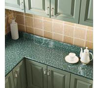 VaryFloral Papier Peint Autocollant Terrazzo Vert émeraude Rouleau Adhesif Decoratif 30cmx300cm Stickers Cuisine Granit Brillant Film Autocollant Meuble Imperméable Vintage Papier Collant pour Meuble