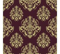 VaryFloral Papier peint damassé victorien à décoller et à coller, papier contact floral damassé rouge doré pour armoire, étagère, porte, papier peint texturé amovible pour chambre à coucher, salon, 45