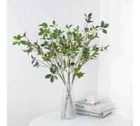VaryFloral Set de 6 Branche Artificielle Vert Plante Artificielle Branche Decorative Plante Artificielle Ficus Branche Decorative Bois avec Feuilles d'Eucalyptus pour Salon Jardin Bureau Bouquets