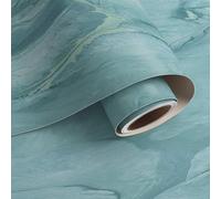 VaryPaper Papier contact marbré bleu sarcelle mat à décoller et à coller pour comptoir de cuisine, papier peint marbré imperméable, amovible, revêtement en vinyle marbre pour table de bureau, 40 x 200