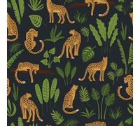 VaryPaper Papier Peint Animaux Léopard 44.5cmx200cm Papier Peint Jungle Tropicale Noir Papier Adhesif pour Meuble Rouleau Adhesif Decoratif Papier Peint Adhesif Mural Salon Chambre Enfant Armoire