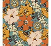 VaryPaper Papier Peint Fleuri Orange Papier Peint Vintage 44.5cmx200cm Papier Autocollant pour Meuble Papier Peint Chambre Salon Couloir Sticker Meuble Adhésif Armoire Placard Tiroir Rouleau Vinyle