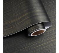 VaryPaper Papier Peint Imitation Bois Noir et Or 40cmx200cm Papier Adhesif pour Meuble Bois Papier Adhésif Décoratif Meuble Rangement Vinyle Papier Autocollant Meuble Cuisine Armoire Escaliers