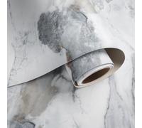 VaryPaper Papier Peint Marbre Blanc et Gris Mate 40cmx200cm Rouleau Adhesif pour Meuble Revetement Plan de Travail Cuisine Papier Peint Salle de Bain Imperméable Papier Vinyle Autocollant Armoire