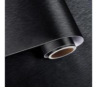 VaryPaper Papier Peint Noir Metal Epais Papier Peint Cuisine Lavable 40cmx200cm Rouleau Adhesif Decoratif Papier Adhesif pour Meuble Cuisine Film Réfrigérant Armoire Metal Vinyle Placard Tiroir