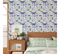 VaryPaper Papier Peint Papillon et Fleuri Violet Vintage 44.5cmx200cm Rouleau Adhesif Decoratif Adhesif pour Meuble Papier Peint Chambre Enfant Salon Adesif Décoration Meuble Armoire étagère